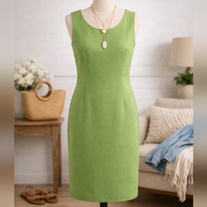 Rena Rowan Green Silk Sleeveless Sheath Dress